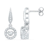 10kt White Gold Womens Round Diamond Moving Twinkle Dangle Earrings 5/8 Cttw