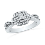 10kt White Gold Princess Diamond Solitaire Bridal Wedding Engagement Ring 1/2 Cttw