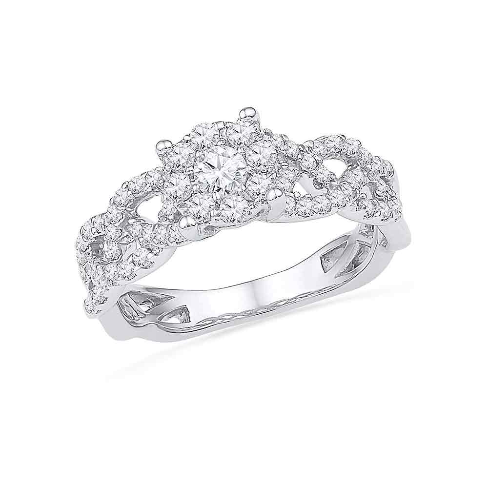 10kt White Gold Womens Round Diamond Solitaire Twist Bridal Wedding Engagement Ring 5/8 Cttw