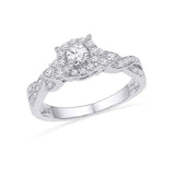 10kt White Gold Round Diamond Solitaire Twist Bridal Wedding Engagement Ring 1/2 Cttw