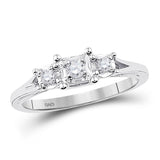 10kt White Gold Round Diamond 3-stone Bridal Wedding Engagement Ring 1/10 Cttw