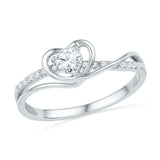10kt White Gold Womens Round Diamond Heart Promise Ring 1/4 Cttw