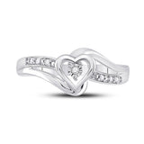 10kt White Gold Womens Round Diamond Heart Promise Ring .03 Cttw