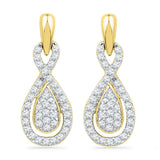 10k Yellow Gold Womens Diamond Oval-shape Dangle Earrings 1/3 Cttw