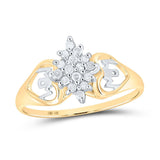 10kt Yellow Gold Womens Round Diamond Mom Heart Cluster Ring 1/6 Cttw