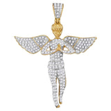 10kt Yellow Gold Mens Round Diamond Angel Wings Cherub Charm Pendant 1 Cttw