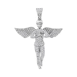 10kt White Gold Mens Round Diamond Angel Wings Religious Charm Pendant 1 Cttw