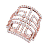 18kt Rose Gold Womens Round Diamond Openwork Symmetrical Knuckle Band Ring 1 Cttw
