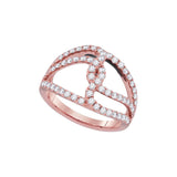 18kt Rose Gold Womens Round Diamond Open Woven Strand Band 3/4 Cttw