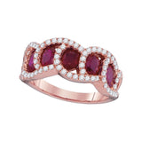18kt Rose Gold Womens Round Ruby Diamond Band Ring 2-3/4 Cttw