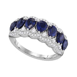 18kt White Gold Womens Pear Blue Sapphire Diamond Band Ring 2-3/4 Cttw