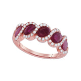 18kt Rose Gold Womens Round Ruby Diamond Cascading Band Ring 2-/8 Cttw