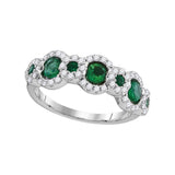 18kt White Gold Womens Round Emerald Diamond Band Ring 1 Cttw