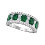 18kt White Gold Womens Oval Emerald Band Ring 2-3/8 Cttw