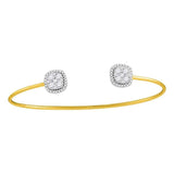 18kt Yellow Gold Womens Round Diamond Cluster Open Bangle Bracelet 1.00 Cttw