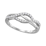 10kt White Gold Womens Round Diamond Woven Strand Band Ring 1/4 Cttw