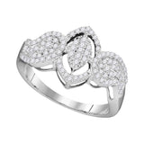 10kt White Gold Womens Round Diamond Oval Frame Cluster Ring 3/8 Cttw