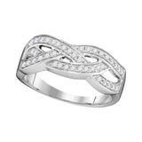 10kt White Gold Womens Round Diamond Woven Band Ring 1/3 Cttw