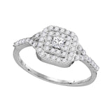 14k White Gold Princess Diamond Bridal Wedding Engagement Ring 1/2 Cttw
