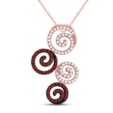 10kt Rose Gold Womens Round Red Color Enhanced Diamond Swirl Circle Pendant 5/8 Cttw