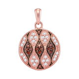10kt Rose Gold Womens Round Red Color Enhanced Diamond Circle Pendant 1/3 Cttw