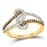 10kt Yellow Gold Womens Round Brown Diamond Strand Band Ring 1/2 Cttw