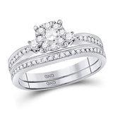 14kt White Gold Diamond Princess Bridal Wedding Ring Band Set 5/8 Cttw