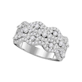14kt White Gold Womens Round Pave-set Diamond Contoured Strand Cocktail Band 1-1/6 Cttw