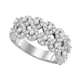 14kt White Gold Womens Round Diamond Double Row Circle Cluster Band 1-3/8 Cttw