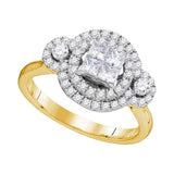 14kt Yellow Gold Womens Princess Diamond Circle Cluster Ring 7/8 Cttw