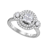 14kt White Gold Womens Princess Diamond Circle Cluster Ring 7/8 Cttw