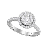 14kt White Gold Round Diamond Bridal Wedding Engagement Ring 7/8 Cttw