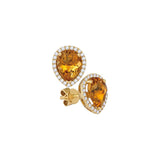 14kt Yellow Gold Womens Pear Citrine Solitaire Diamond Frame Earrings 1-1/2 Cttw