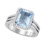 14kt White Gold Womens Emerald Aquamarine Diamond Solitaire Ring 3 Cttw