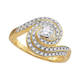 10kt Yellow Gold Round Diamond Solitaire Swirl Bridal Wedding Engagement Ring 1/2 Cttw