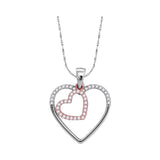 10kt Two-tone Rose Gold Womens Round Diamond Heart Pendant 1/5 Cttw