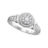 10kt White Gold Round Diamond Solitaire Halo Bridal Wedding Engagement Ring 1/2 Cttw