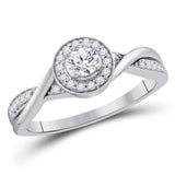 10kt White Gold Round Diamond Twist Halo Bridal Wedding Engagement Ring 1/3 Cttw