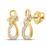 10kt Yellow Gold Womens Round Diamond Fashion Earrings 1/6 Cttw