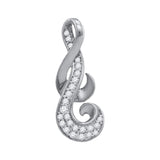 10kt White Gold Womens Round Diamond Cluster Curled Pendant 1/8 Cttw