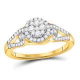 10kt Yellow Gold Womens Round Diamond Circle Frame Cluster Ring 1/2 Cttw