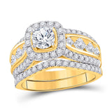 14kt Yellow Gold Round Diamond Bridal Wedding Ring Band Set 2-1/4 Cttw