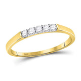 10kt Yellow Gold Womens Round Diamond Single Row 5-stone Band Ring 1/6 Cttw