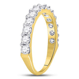 14kt Yellow Gold Womens Round Diamond Single Row Band Ring 1 Cttw