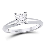 14kt White Gold Womens Princess Diamond Solitaire Bridal Wedding Engagement Ring 1 Cttw