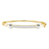 14kt Two-tone Yellow Gold Womens Princess Diamond Bangle Bracelet 1.00 Cttw