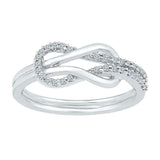 Sterling Silver Womens Round Diamond Lasso Loop Band Ring 1/6 Cttw