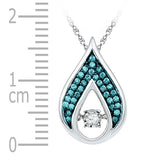 10kt White Gold Womens Round Diamond Solitaire Teardrop Moving Pendant 1/5 Cttw