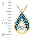 10kt Yellow Gold Womens Round Diamond Solitaire Teardrop Moving Pendant 1/5 Cttw