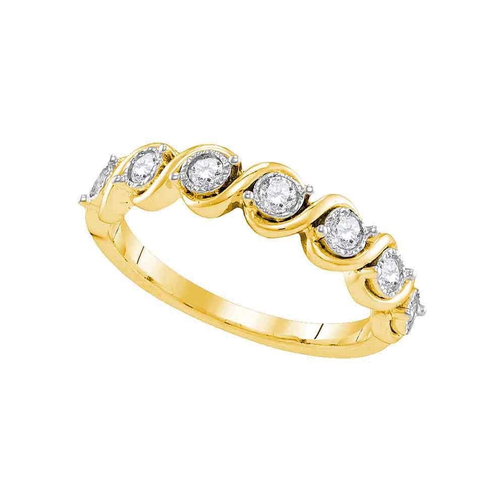 10kt Yellow Gold Womens Round Diamond Cascading Band Ring 1/3 Cttw